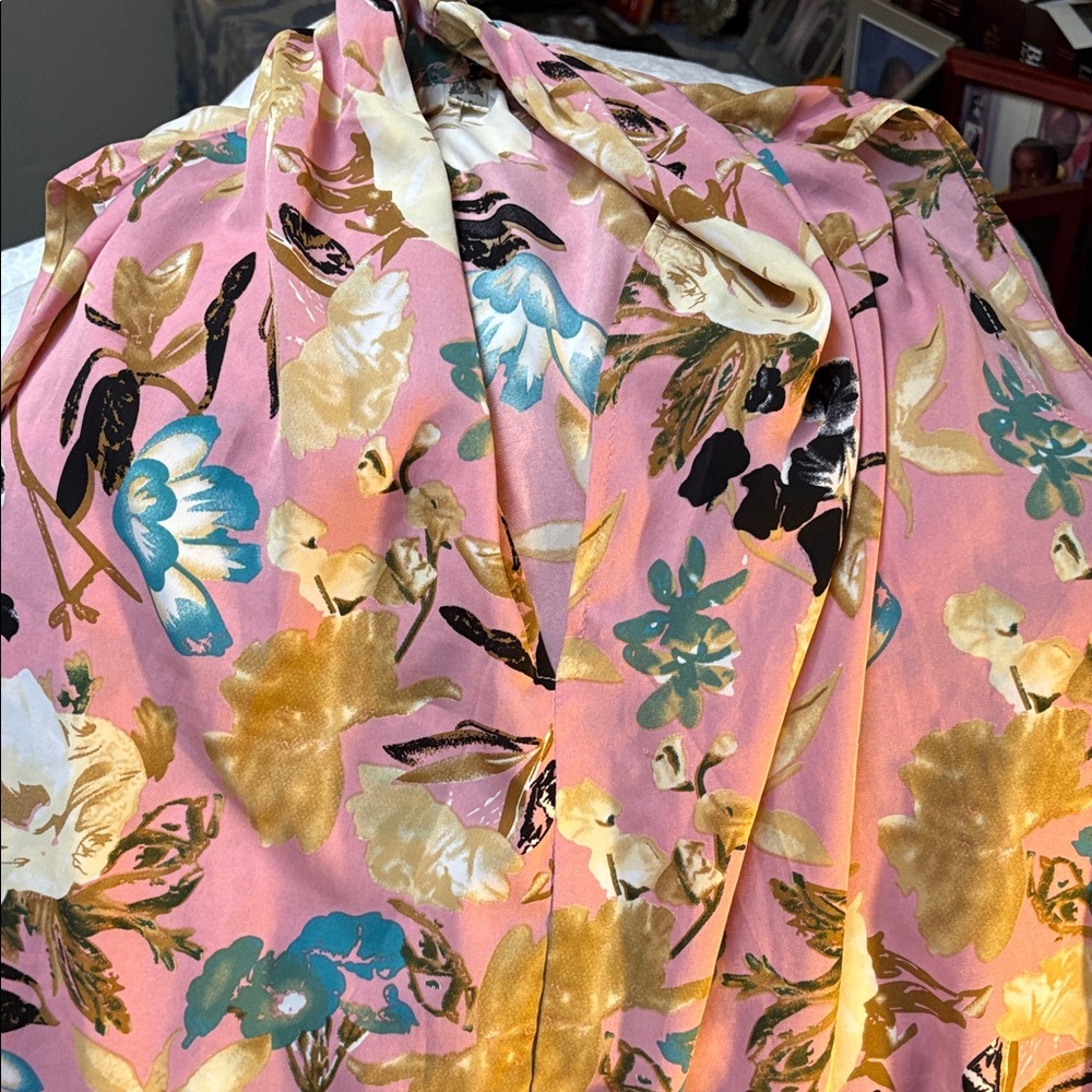 Women’s SPRING Pink Floral Long sleeveless Dress L-XL Excellent Condition- NEW!